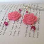 Pink flower earrings