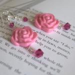 Pink flower earrings