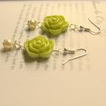 Green flower earrings