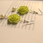 Green flower earrings